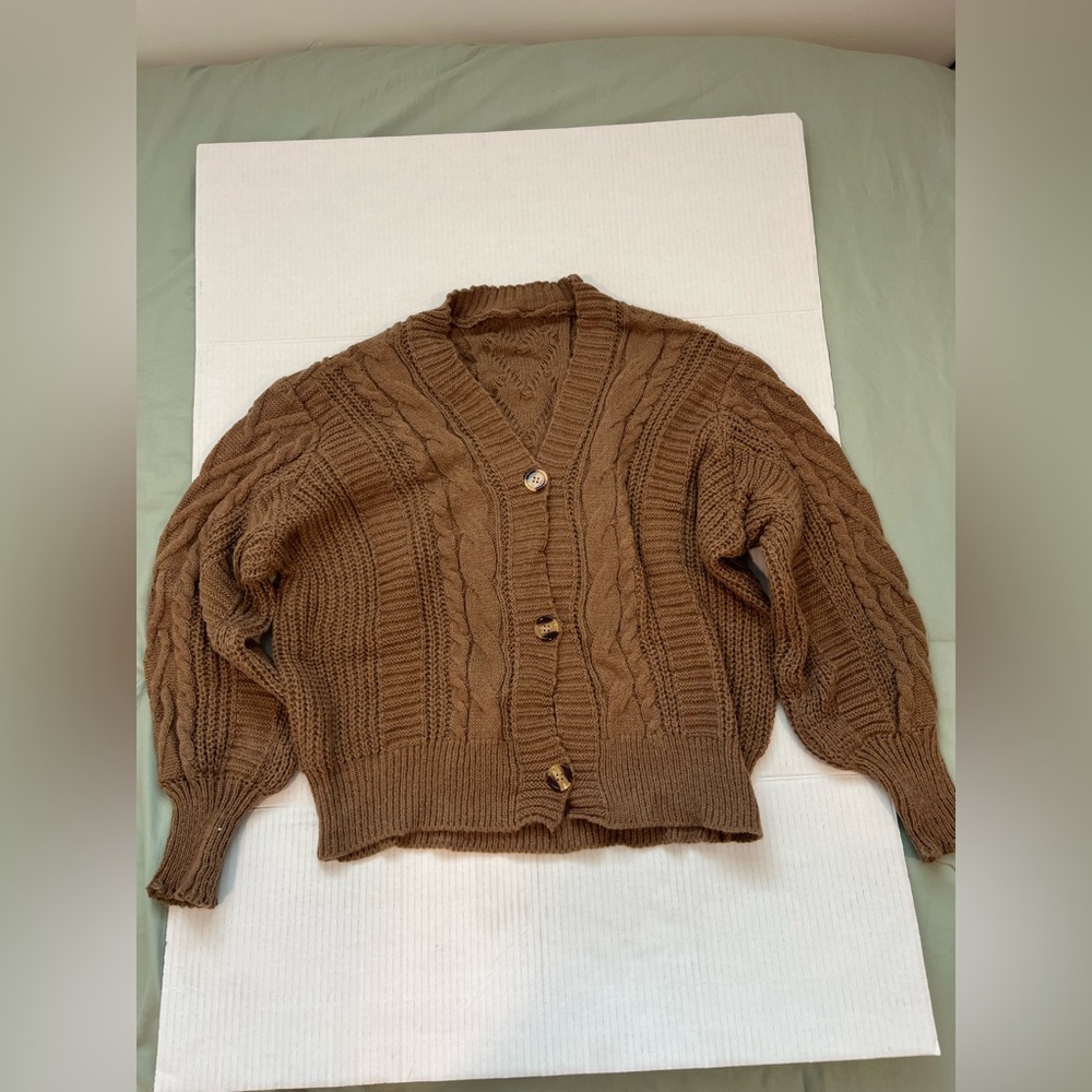 Cozy Brown Cable Knit Cardigan